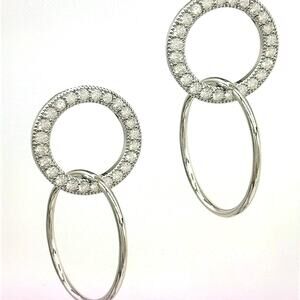 Adornia White Rhodium Circle Drop Earrings